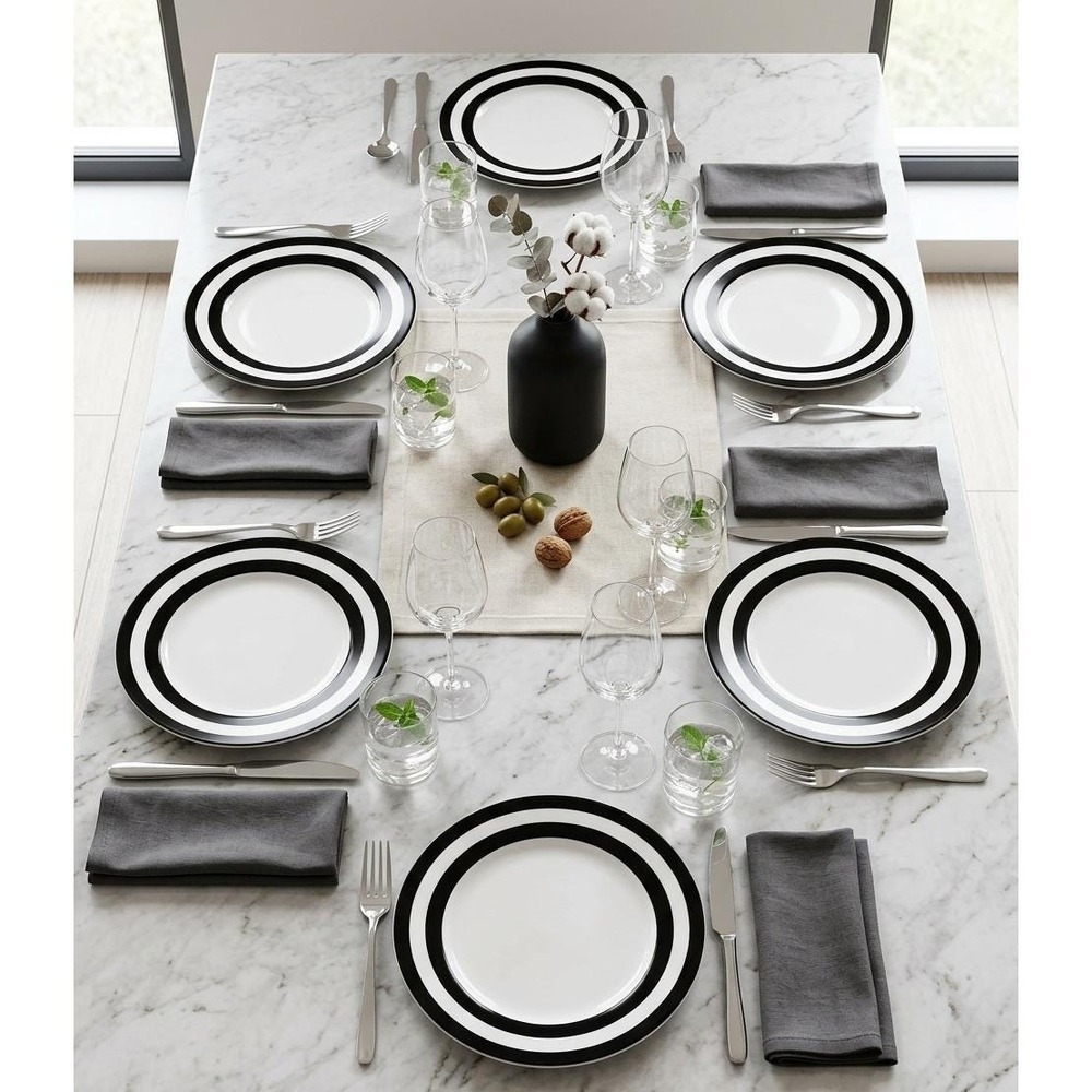 Ralph Lauren Spectator Black 7" Bread and Butter Dessert Snack Plates Set Of 8
